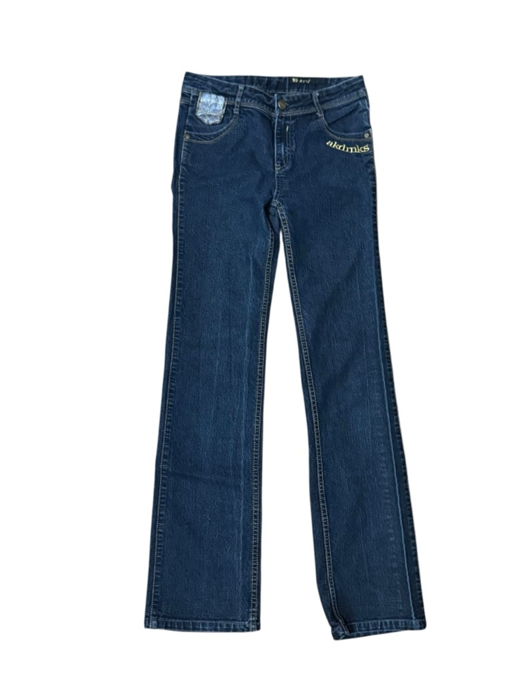 AKDMKS Women’s Bootcut Jeans Size 16 Y2K Embroidered Pocket Denim Fit